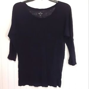 J crew SM 100% linen 3/4 length sleeve blouse. Lightweight dark blue/black